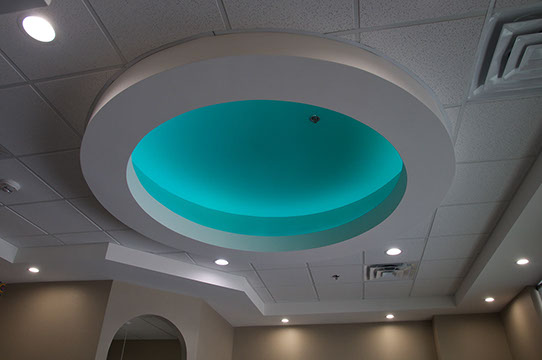 photo of the blue circle inlaid in our ceiling